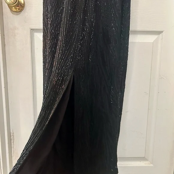 Naeem Khan Riazee Nights 80s X Open Back Slit Leg Pure Silk Long Sleeve Gown VTG - Picture 16 of 16